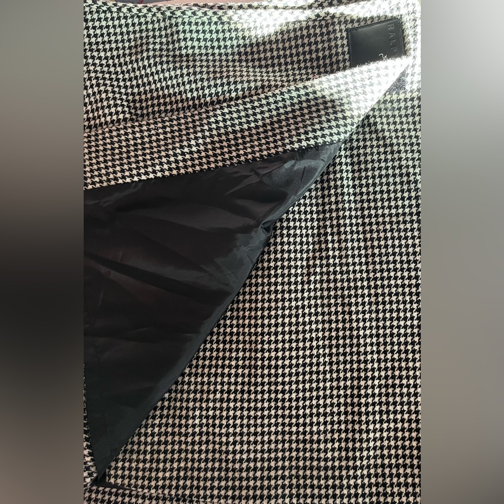 Women’s vintage Ralph Lauren Skirt White Black Houndstooth Wool Wrap Lined 8 - Picture 9 of 9